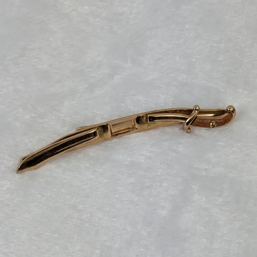 Vintage Swank Gold Tone Sword Tie Clip Sabre Design Men's Accessory 1950 Cutlass